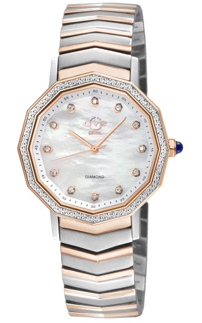 Gv2 Spello Ii Women's Ip Rose Case, White Mop Dial, Two Toned Ss Iprg Bracelet Watch In Multi