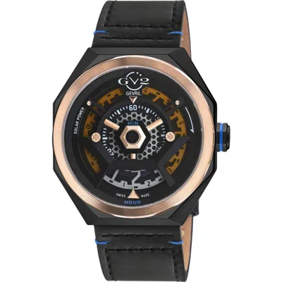Gv2 Stella Solare Power Leather Strap Watch, 44mm In Blue