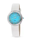 GV2 WOMEN'S AREZZO 33MM STAINLESS STEEL, TURQUOISE, DIAMOND & LEATHER STRAP WATCH