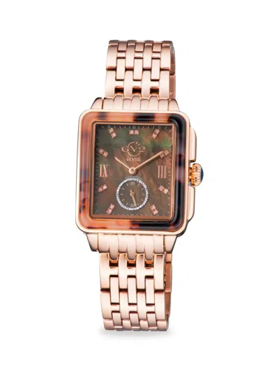 Gv2 Women's Bari Tortoise 30mm Ip Stainless Steel, Mother Of Pearl & Diamond Bracelet Watch In Brown