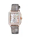 GV2 WOMEN'S BARI TORTOISE 30MM STAINLESS STEEL, MOTHER OF PEARL & DIAMOND SUEDE STRAP WATCH