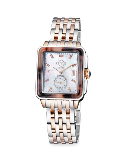 Gv2 Women's Bari Tortoise 30mm Two Tone Stainless Steel, Mother-of-pearl & Diamond Bracelet Watch In Sapphire