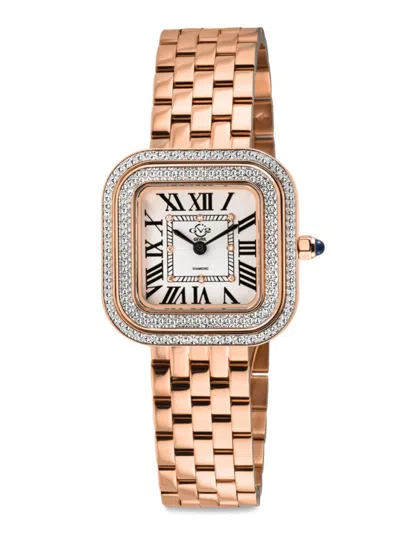 Gv2 Women's Bellagio 30mm Ip Rose Goldtone Stainless Steel & 0.04 Tcw Diamond Bracelet Watch