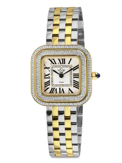 Gv2 Women's Bellagio 30mm Two Tone 0.04 Tcw Diamond Bracelet Watch In Sapphire