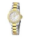 Gv2 Womens Cortina 316l Stainless Steel Case, White Mop Dial, Two-toned Ss/ipyg Bracelet. In Gold