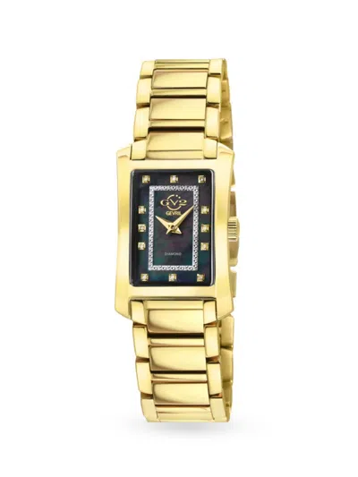 Gv2 Women's Luino 23mm Ip Stainless Steel, Mother Of Pearl & Diamond Bracelet Watch In Black