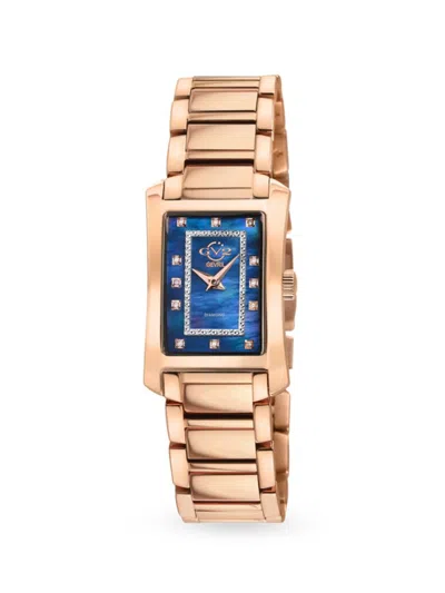 Gv2 Women's Luino 23mm Ip Stainless Steel, Mother Of Pearl & Diamond Bracelet Watch In Sapphire