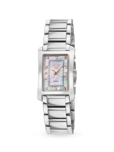Gv2 Women's Luino 23mm Stainless Steel, Mother Of Pearl & Diamond Bracelet Watch In Sapphire