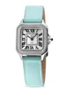 GV2 WOMEN'S MILAN 27.5MM STAINLESS STEEL, 0.06 TCW DIAMOND & LEATHER STRAP WATCH