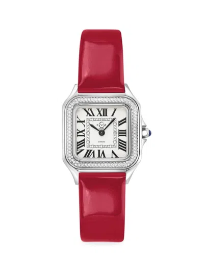 Gv2 Women's Milan 27.5mm Stainless Steel, Diamond & Leather Strap Watch In Sapphire