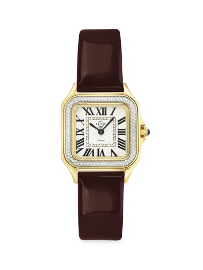 Gv2 Women's Milan 27.5mm Stainless Steel, Diamond & Leather Strap Watch In Sapphire