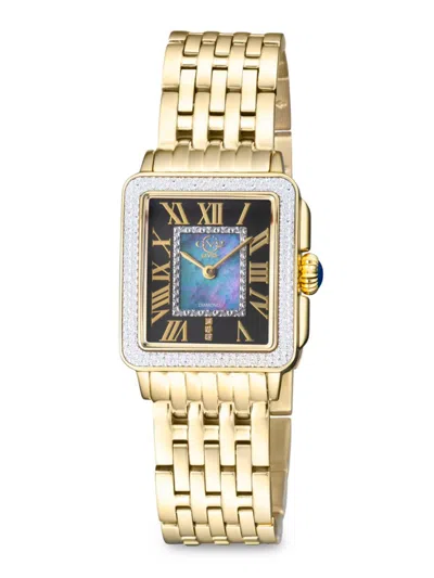 Gv2 Women's Padova 30mm Ip Goldtone Stainless Steel & Diamond Bracelet Watch In Black