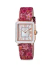 GV2 WOMEN'S PADOVA FLORAL 27MM STAINLESS STEEL CASE, LEATHER STRAP & 0.015 TCW DIAMOND WATCH