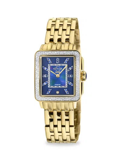 Gv2 Women's Padova Gemstone 27mm Ip Stainless Steel Bracelet Watch In Sapphire