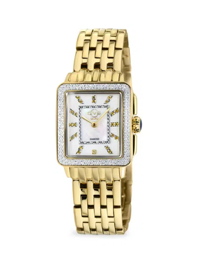 Gv2 Women's Padova Gemstone Stainless Steel, Citrine & Diamond Bracelet Watch In Sapphire