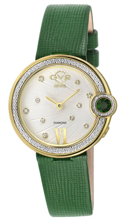 Gv2 Perugia Diamond Leather Strap Watch, 33mm In Green