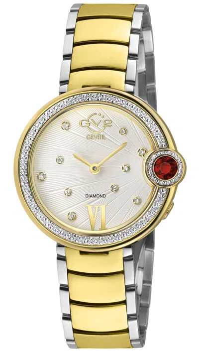 Gv2 Women's Perugia Diamond Watch, Ipyg Case, Silver/white Dial, Two-toned Ss/ipyg Bracelet. In Multi