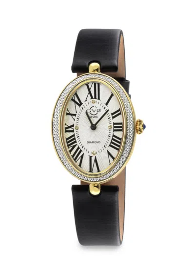 Gv2 Women's Piazza Navona Ip Goldtone Stainless Steel, 0.02 Tcw Diamond & Leather-strap Watch/29mm X 38m In Black