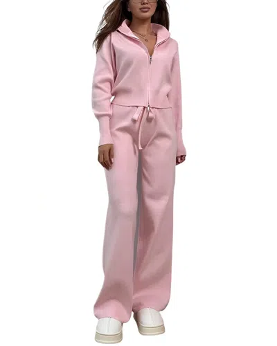 Gvibi 2pc Cardigan & Pant Set In Pink