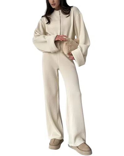 Gvibi 2pc Cardigan & Pant Set In White