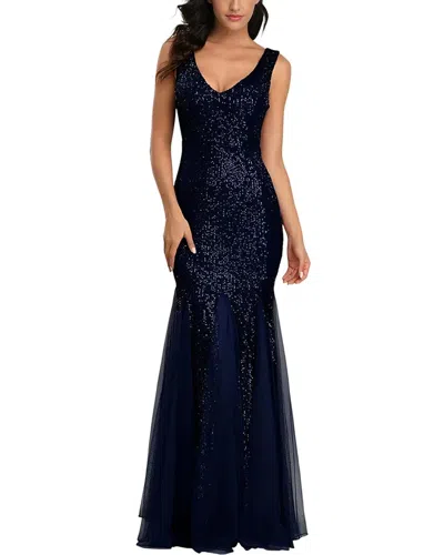 Gvibi Embellished Maxi Dress In Blue
