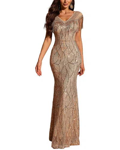 Gvibi Embellished Maxi Dress In Gold