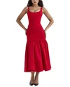 Gvibi Solid Midi Dress In Red