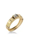 Gwen Beloti 14kt Gold Woven Open Solitaire Princess Diamond Ring