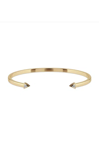 Gwen Beloti 14kt Yellow Gold Essence Bezel Trillion Diamond Cuff Bangle