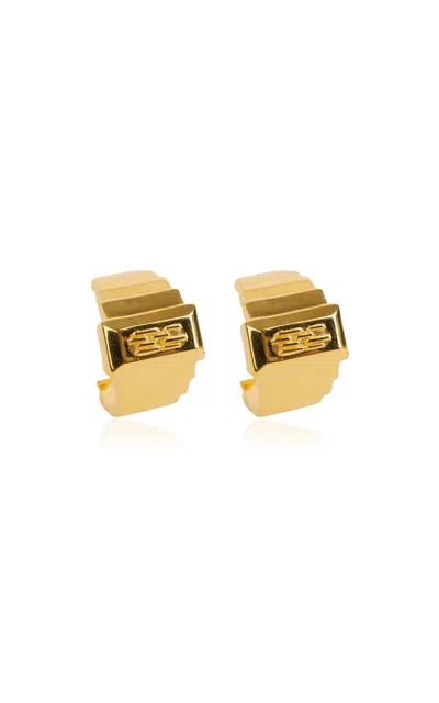 Gwen Beloti 18kt Gold Plated Tiered Block Hoops