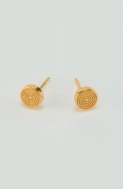 Gwen Beloti Etched Round Disk Stud Earring In Gold