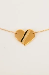 Gwen Beloti Heart Stripe Pendant Necklace In Gold