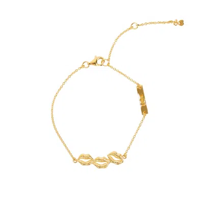 Gwen Beloti Jewelry Men's Gold Lip Love Charm Bracelet