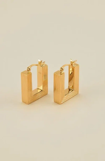 Gwen Beloti Lina Boxy Rectangle Hoop Earring In Gold