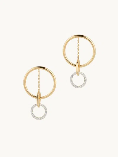 Gwyn Goop  Apple Circle Pavé Drop Earrings | Yellow Gold / White Diamonds | Size