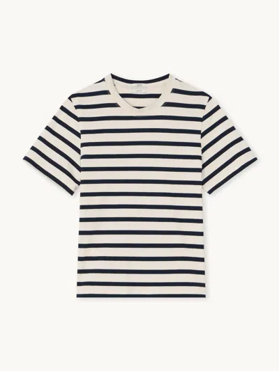 Gwyn Goop  Billie T-shirt | Navy/white Stripe | Size M In Neutral