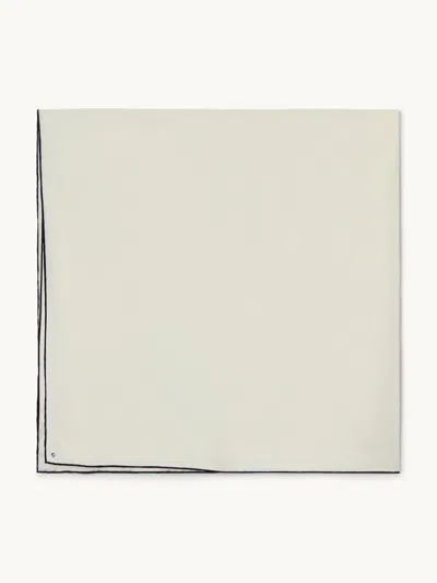 Gwyn Goop  Brigid Silk Scarf | Ivory Black Border | Size In White