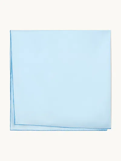 Gwyn Goop  Brigid Silk Scarf | Light Blue Blue Border | Size