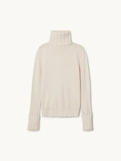 Gwyn Goop  Cuffed Turtleneck | Ivory Mouline | Size L