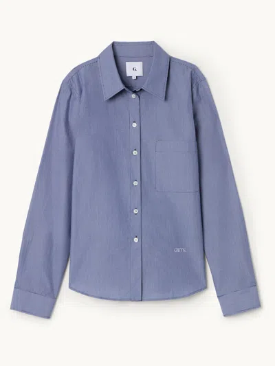 Gwyn Goop  Erin Shirt | Blue/white Stripe | Size 14