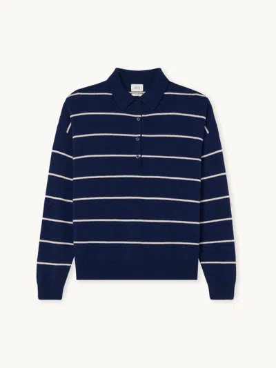 Gwyn Goop  Hayes Sweater | Navy/white Stripe | Size S In Blue