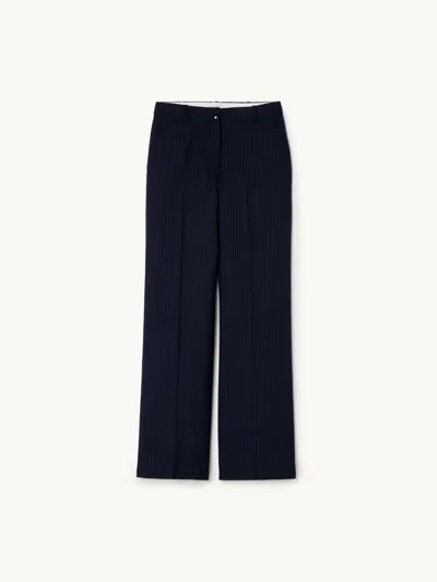 Gwyn Goop  Sawyer Trouser | Navy Pinstripe | Size 10 In Blue