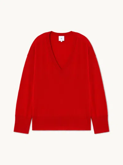 Gwyn Goop  The Boyfriend V-neck Sweater | Red | Size Xs
