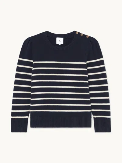 Gwyn Goop  The Girlfriend Striped Crewneck | Navy/ivory | Size L In Multi