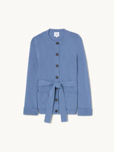 Gwyn Goop  The Slim Belted Cardigan | Ocean Blue | Size Xl