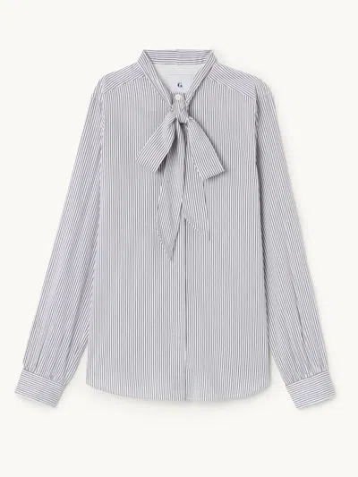 Gwyn Goop  Virginie Shirt | Black/white Stripe | Size 12 In Gray