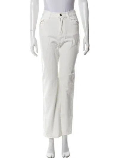 Pre-owned Gwyn Mid-rise Wide Leg Jeans In White