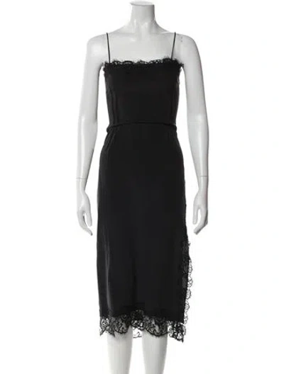 Pre-owned Gwyn Silk Midi Length Dress In Gray