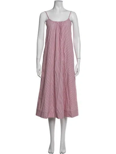 Pre-owned Gwyn Striped Midi Length Dress In Pink