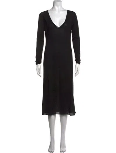 Pre-owned Gwyn Virgin Wool Midi Length Dress W/ Tags In Black